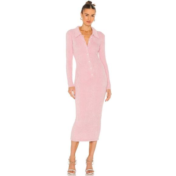 Amanda Uprichard Button Down X REVOLVE Devin Midi Dress Pink Size S - Picture 1 of 12